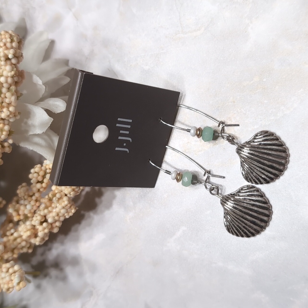 J. JILL Seaside Finds Silver Shell Drop Earrings NWT